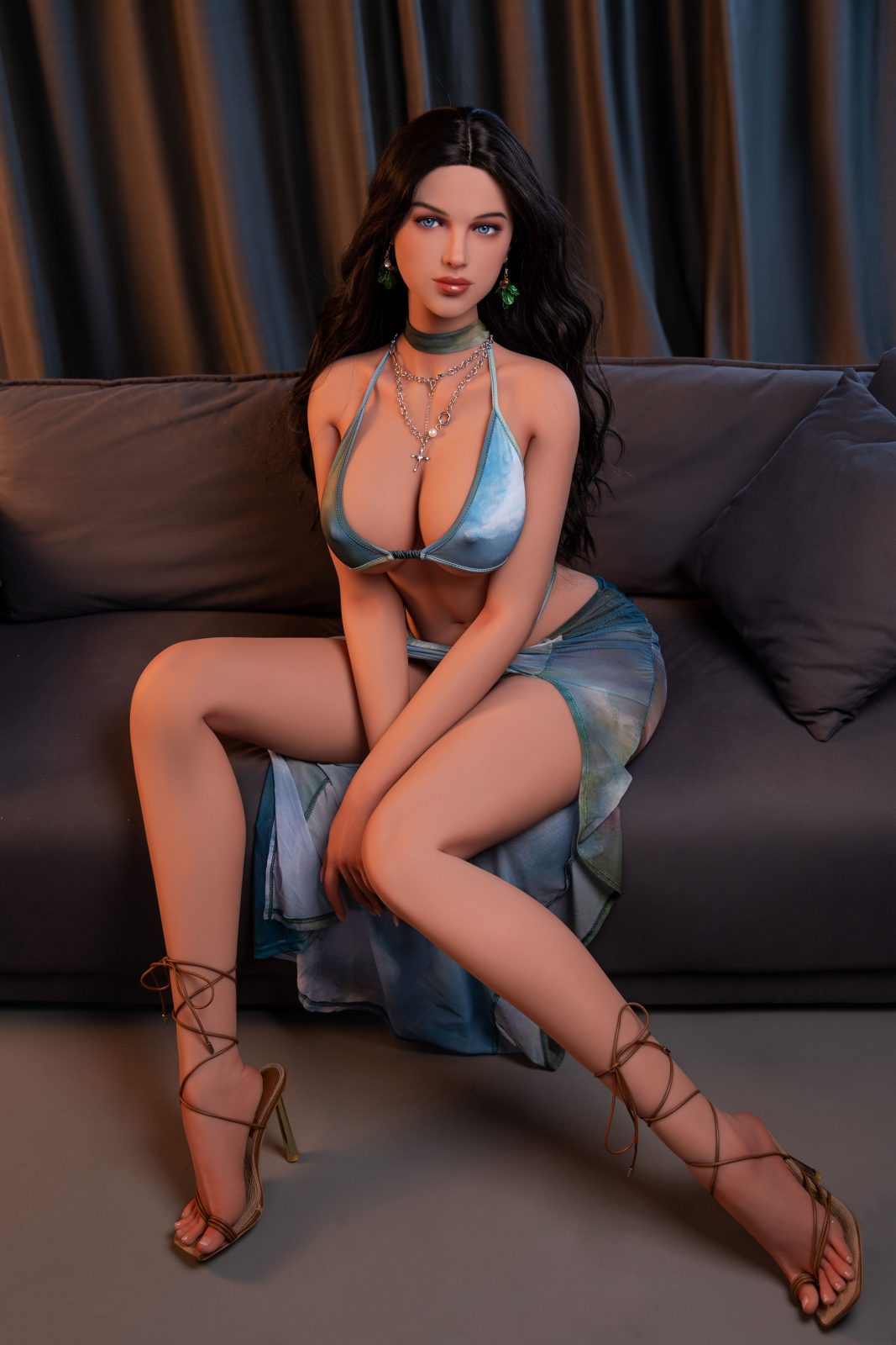 159cm (5ft 3in) Tan Curly Brunette Doll — AL162 [USA Stock] — supplier product photograph
