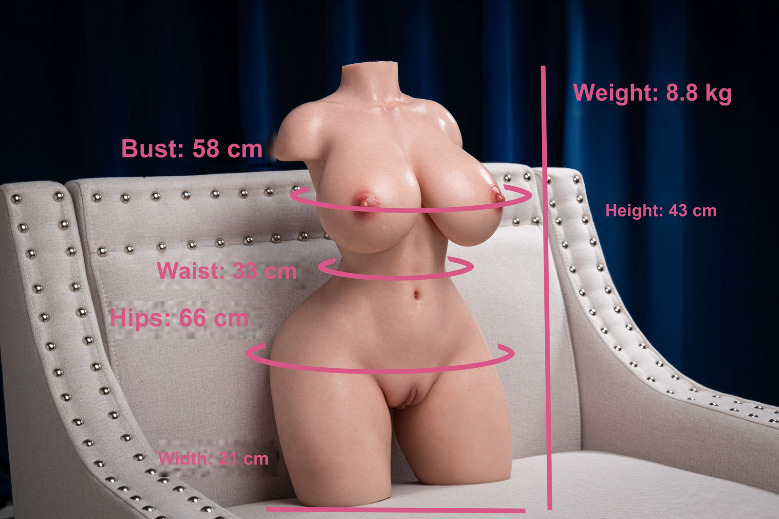 43cm (16.9in) Ivory Compact Silicone Doll Torso — HB-07-W-a [USA Stock] — photo 1